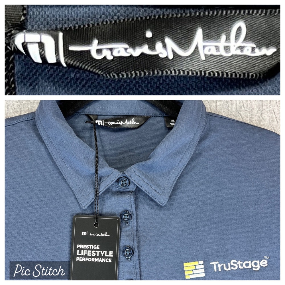 New with tags Travis Mathew Golf Polo Dress Shirt Women XL Blue short sleeve